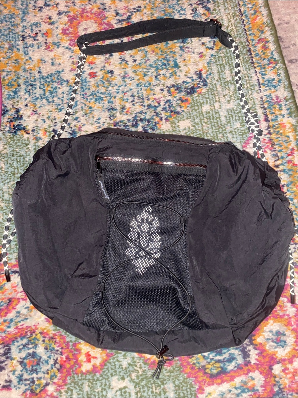 Free People Black Crossbody Shoulder Bag with Patterned Strap
